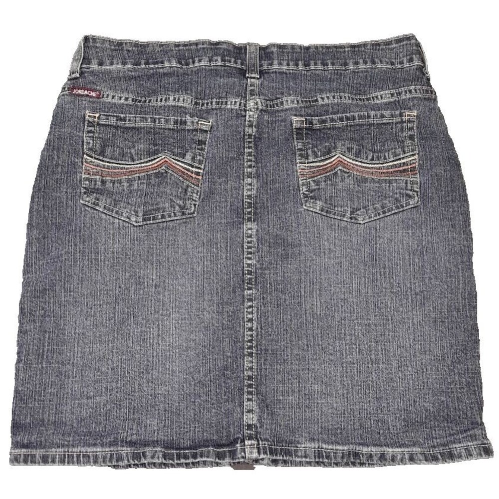 Y2k Jordache Jean skirt Low rise embroidered pockets Size 8-10 30 inch waist
